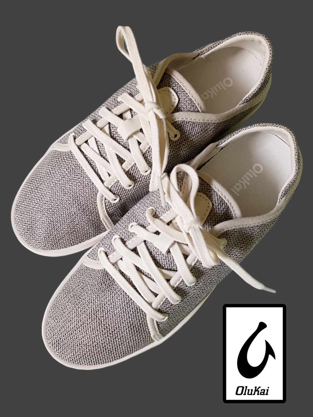 OluKai Pehuea Li Women's Tapa/ Cream Knit Lace-Up Sneakers 7.5 (EU 37.5)